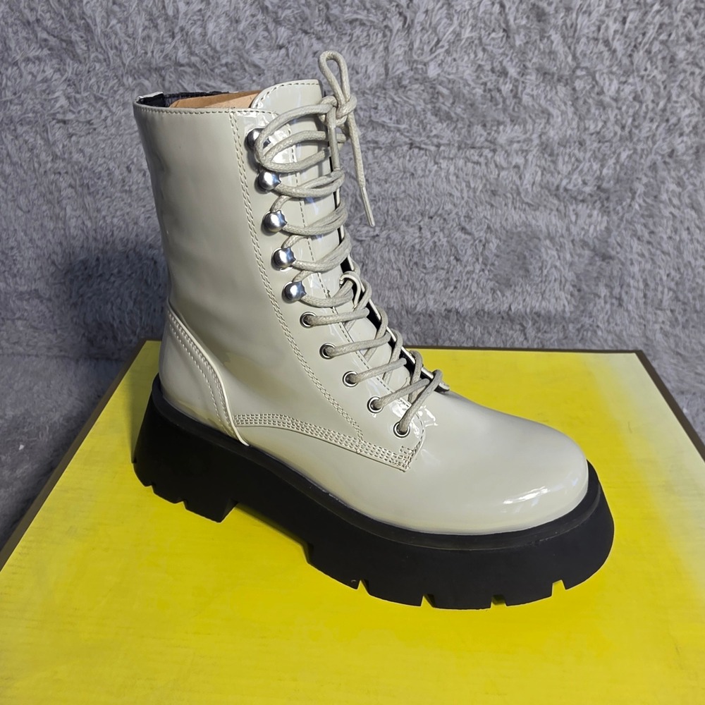 Circus by Sam Edelman Lolita Patent Lace Up Chunky Platform‎ Combat Boots 5M NEW